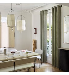 Rideau À Oeillets Dorés Tamisant Jacquard bicolore à carreaux Madura