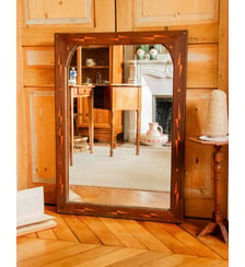 Miroir marqueté en bois foncé Georges N°1320- Produit chiné Debongout