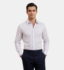 Chemise à rayures tennis marine fines coupe droite Atelier Privé