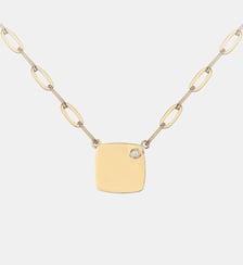 Collier maille rectangles allongés Insolite en Plaqué Or avec diamant blanc La Garçonne Diamant