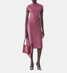 Robe Drapée Col Montant En Laine Lanvin