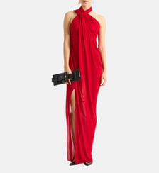 Robe longue drapée en jersey Balmain