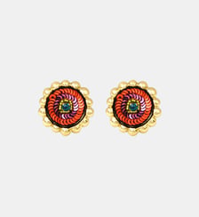 Boucles d'oreilles tige percée Angèle rond brodé  - Angele Satellite