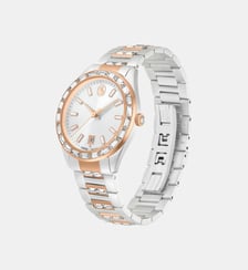 Montre Matrix date, Fabriqué en Suisse, Bracelet en métal, Ton or rose, Finition mix de métal Swarovski