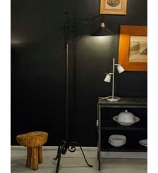 Grande lampe en fer forgé noir Suzanne N°595- Produit chiné Debongout