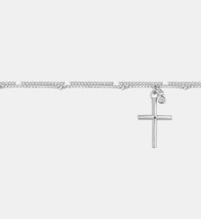 Bracelet souple mono-motif La Croix en Argent avec diamant blanc La Garçonne Diamant