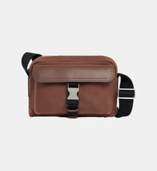 Petit sac bandoulière Maurice en toile coton et cuir lisse Le Tanneur