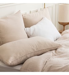 Taie d'oreiller en gaze de coton, SIMPLEMENT GAUFRÉ Blanc Cerise