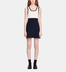 Robe courte en maille bicolore Sandro