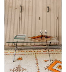 Table basse au plateau en verre Donna N°1559- Produit chiné Debongout