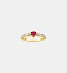 Solitaire avec pierre rouge taillée en cœur Thomas Sabo