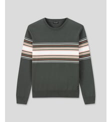 Pull en coton à rayures placées Ron Dorff