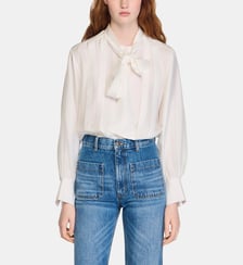Chemise en soie à lavallière Sandro