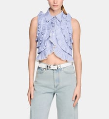 Chemise rayée à volants Sandro