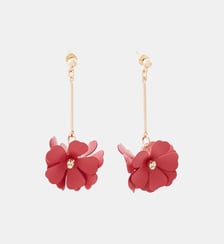 Longues boucles d'oreilles à fleurs rouges Balaboosté
