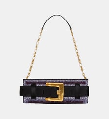 Pochette Anthem en cristaux et satin Balmain