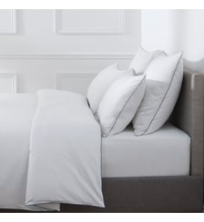 Housse De Couette Pure White Satin Lavé Midnight Blue Finition Black Drouault