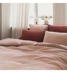 Housse de couette en gaze de coton, SIMPLEMENT GAUFRÉ Blanc Cerise