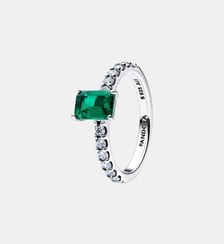 Bague Halo Vert Scintillant Rectangulaire Pandora