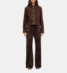 Veste courte en cuir velours - PHOEBE Gerard Darel
