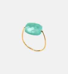 Bague or jaune coussin amazonite Morganne Bello