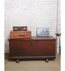 Coffre ancien en bois Lucien N°190- Produit chiné Debongout