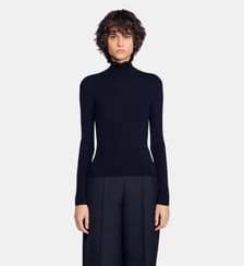 Pull à col roulé volanté en laine Sandro
