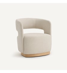 Fauteuil pivotant, en plaqué chêne et tissu texturé AM.PM