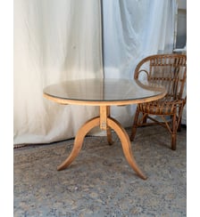Table basse ronde en bois Léonie N°831- Produit chiné Debongout