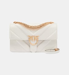 Sac porté épaule moyen love bag one en cuir et cuir nappa à chevrons et triple chaîne Pinko