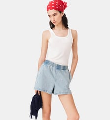 Short en denim avec fleurs Maje