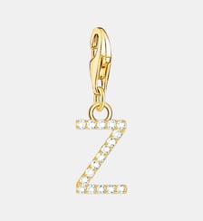 Thomas Sabo Pendentif Charm lettre Z avec pierres blanches plaqué or doré or jaune 18 carats, Argent sterling 925 Thomas Sabo