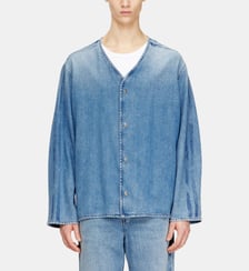 Chemise à col en V en denim fluide à rayures Diesel