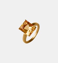 Bague en argent 925 dorée 18K avec citrine orange et effet brossé Aristocrazy