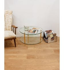 Table basse ronde en verre Donna N°784- Produit chiné Debongout