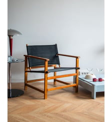 Fauteuil en tissu et bois Jakob N°517- Produit chiné Debongout