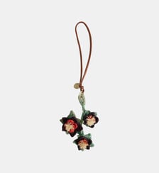 Bijoux de sac fleurs en raphia naturel et cuir lisse végétal Le Tanneur