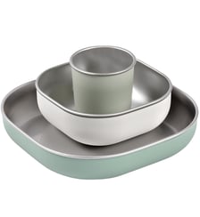 Coffret repas inox sage green Beaba