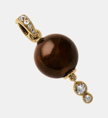 Charm plaqué or jaune 18K avec résine marron, cristaux et motif sphérique Aristocrazy