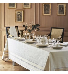 Nappe coton mélangé antitache motif jacquard blanc Galerie des glaces vermeil Garnier Thiebaut