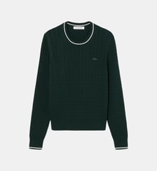 Pull maille torsadée détails rayés Lacoste