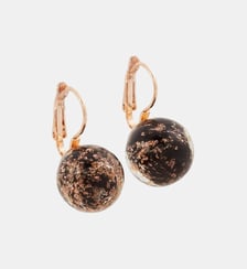 Boucles d'oreilles dormeuses perle de verre noire et dorée Balaboosté