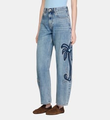 Jean barrel large brodé palmiers Sandro