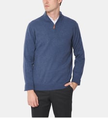 Pull zippé 100% cachemire Bleu Denim Atelier Privé