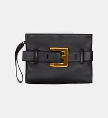 Pochette Anthem en cuir lisse Balmain