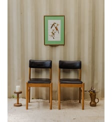 Paire de chaises Baumann en bois et cuir Alma N°1547- Produit chiné Debongout