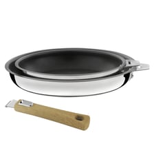 Malice - Série de 2 poêles 20/24 cm avec revêtement céramique et poignée bois clair Cuisinox