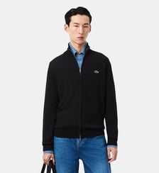 Pull zippé coton uni col montant Lacoste