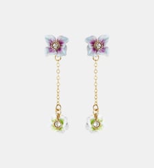 Boucles d'oreilles tiges pendantes dorées fleurs d'hortensia Les Néréides