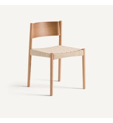 Chaise en frêne massif, assise en corde de papier tressée AM.PM